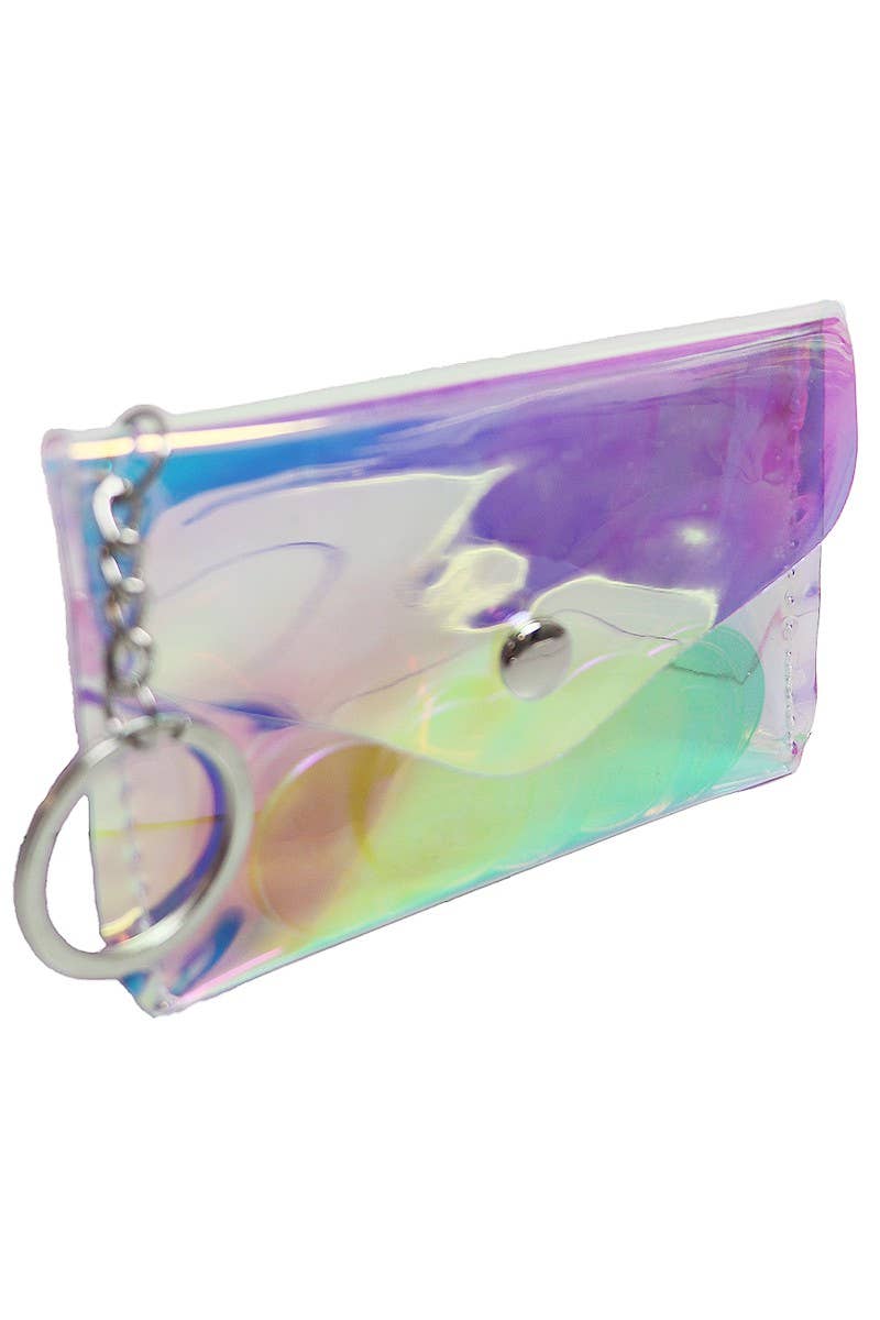 Iridescent Glossy PVC Pouch Coin Purse Bag Cap Zone