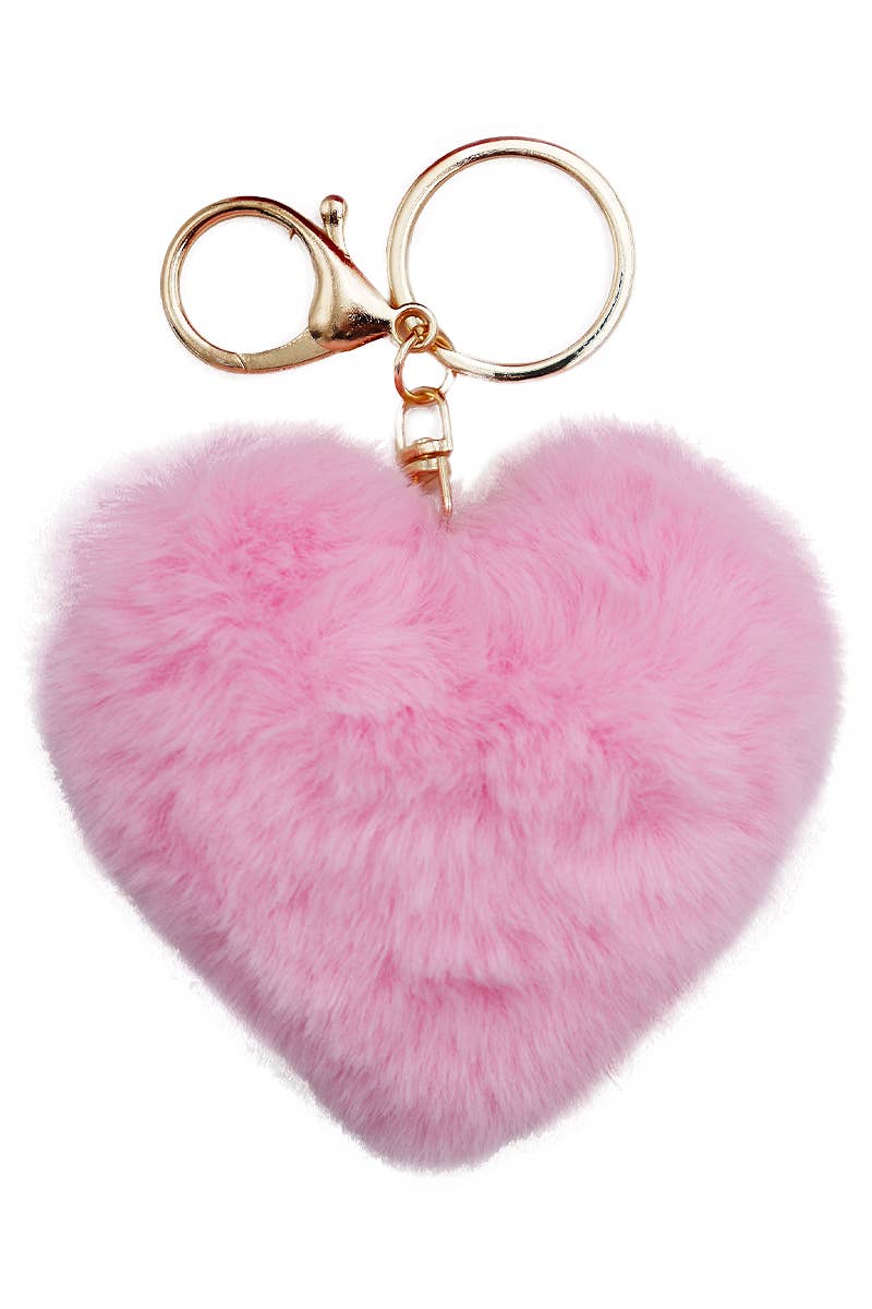 Warm Heart Fuzzy Faux Fur Pom Pom Key Chain Cap Zone