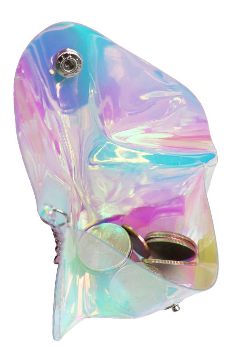 Iridescent Glossy PVC Pouch Coin Purse Bag Cap Zone