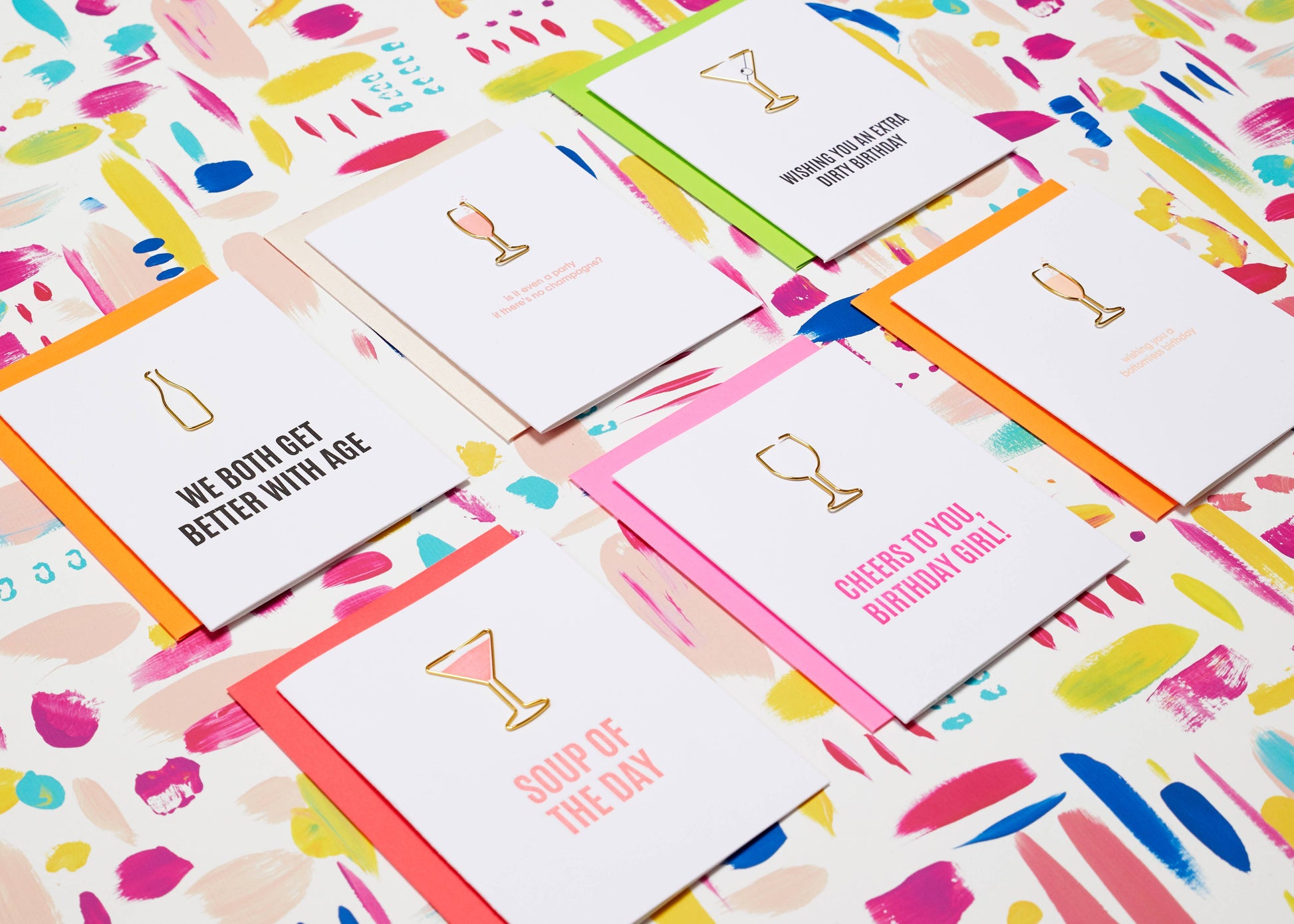 Cheers Birthday Girl Paper Clip Letterpress Greeting Card Chez Gagné