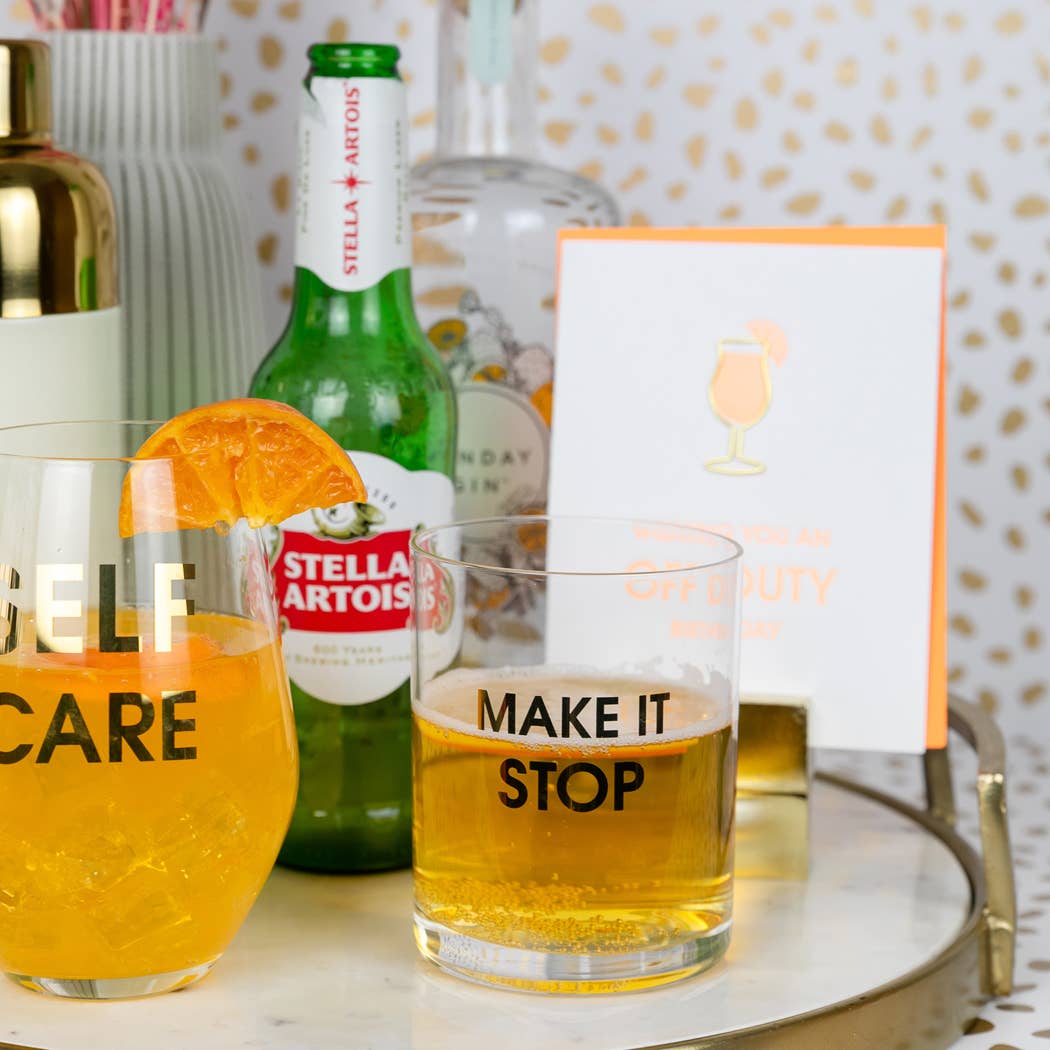 Make It Stop - Gold Foil Rocks Glass Chez Gagné