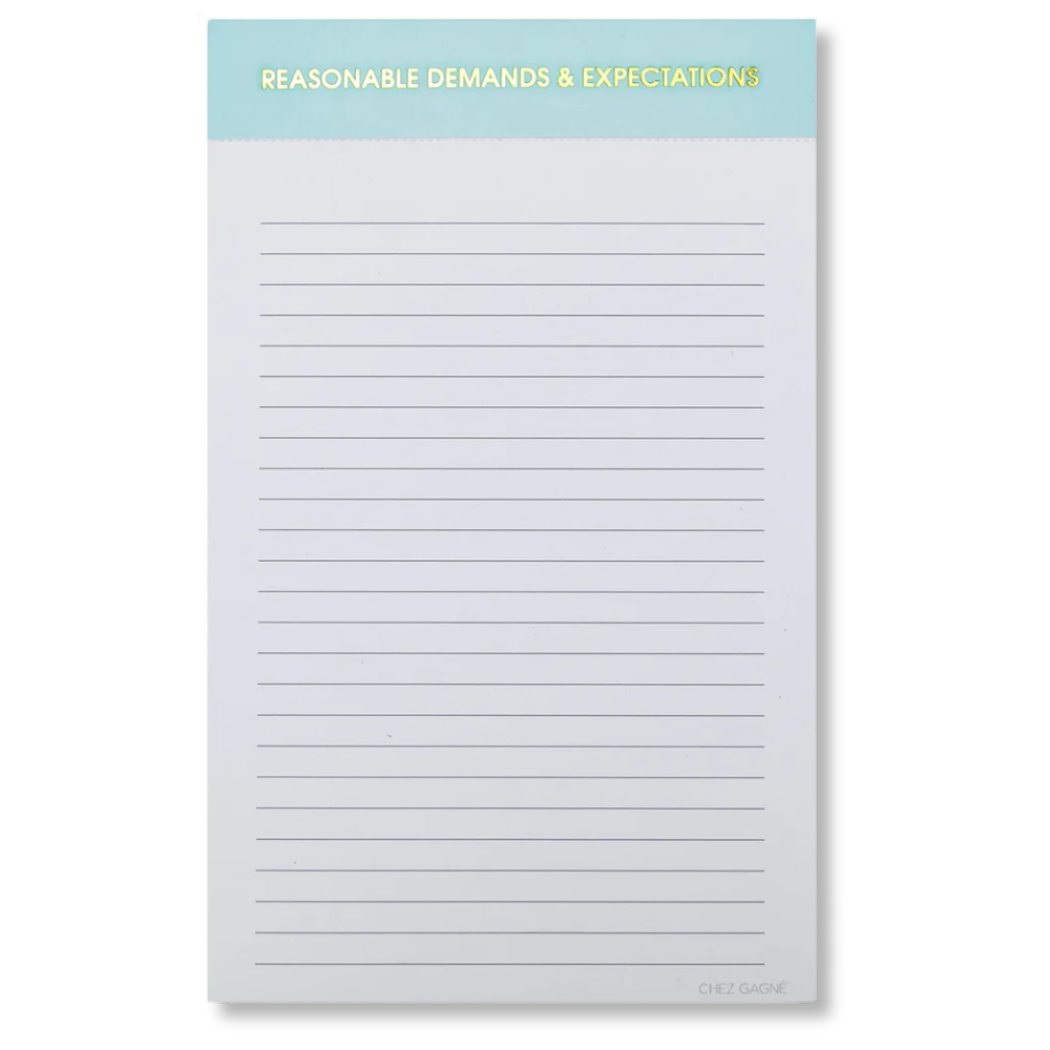 Reasonable Demands and Expectations - Lined Notepad - Perforated Sheets - Light Blue Chez Gagné