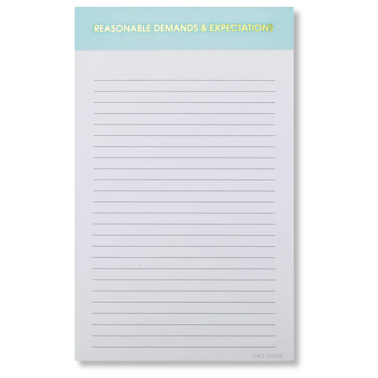 Reasonable Demands and Expectations - Lined Notepad - Perforated Sheets - Light Blue Chez Gagné