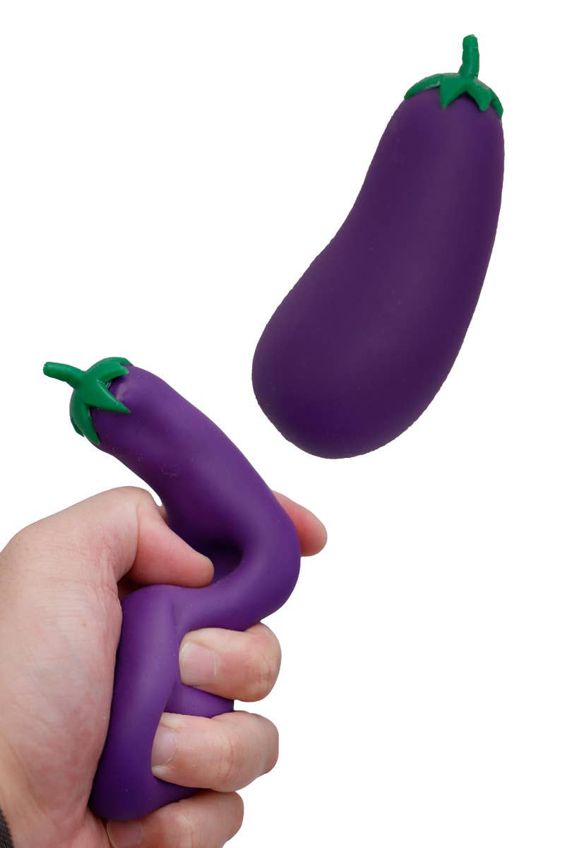 Eggplant Sand Filled Stretch Pull Soft Squishy Toy Cap Zone