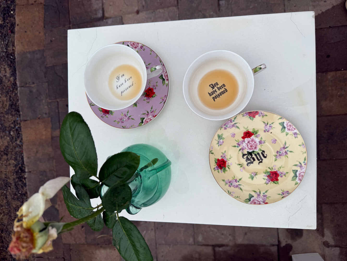 You’ve been poisoned, Tea cup and saucer, Yellow and Red Floral