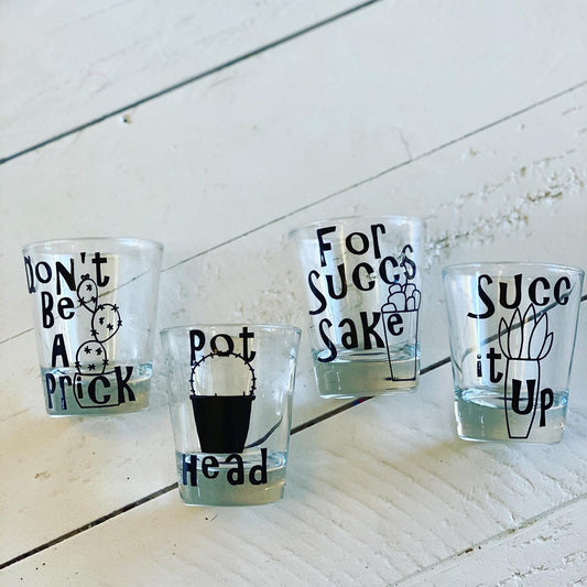 Succulents Themed Shot Glasses