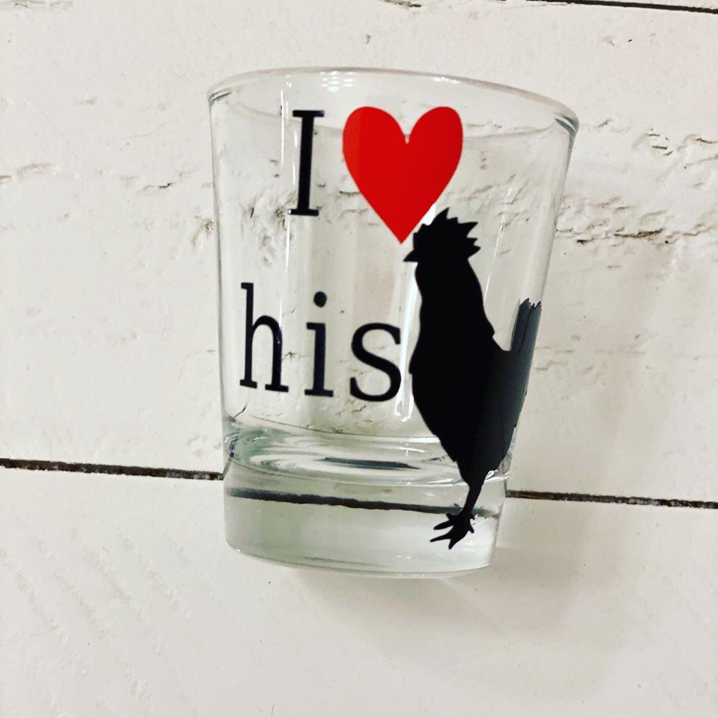 I heart his cock & I heart her pussy shot glasses
