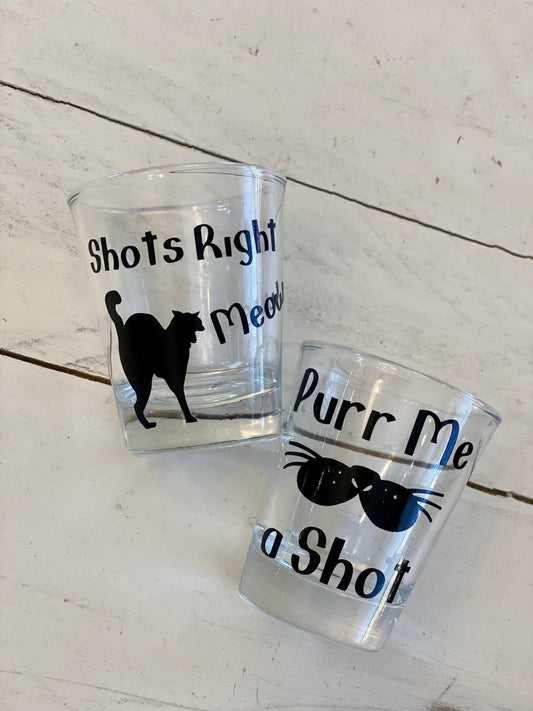 Purr Me A Shot Clear Glass Shot Glasses