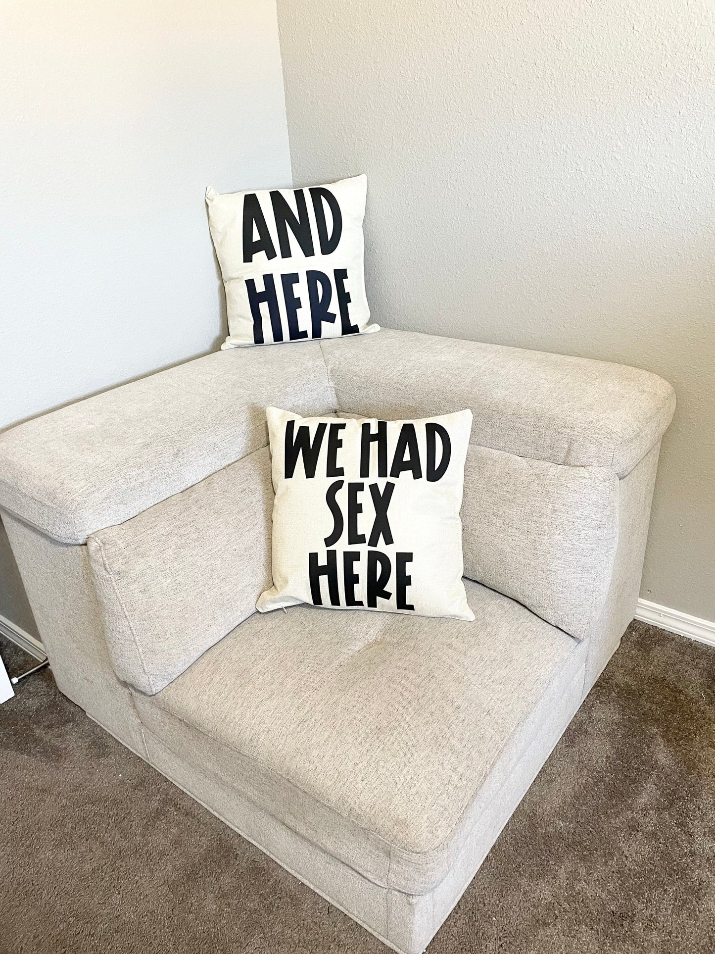 "We Had Sex Here & Here" 17x17 Pillowcase Set of 2 | Funny Couples Gift