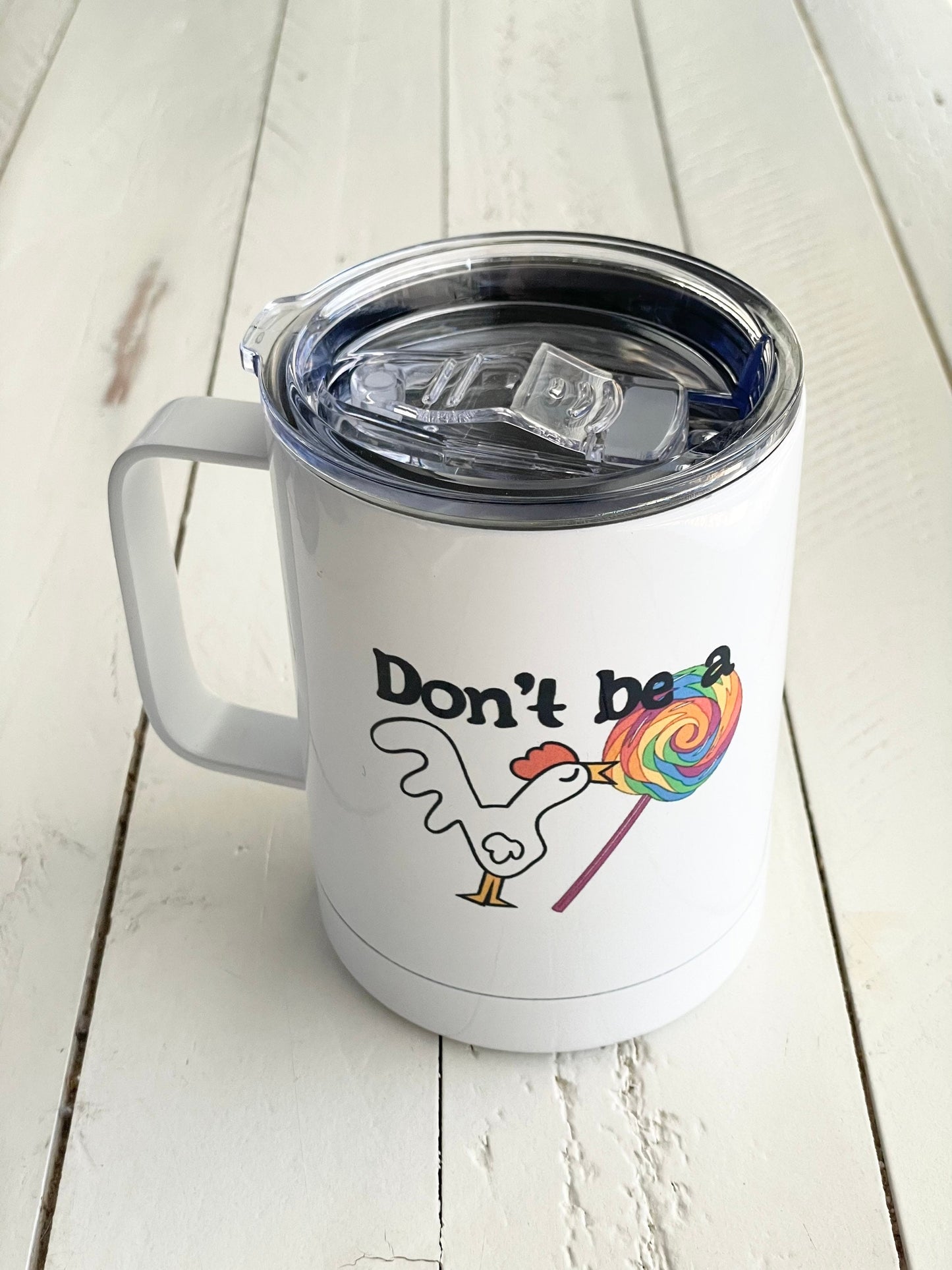 Camp Style 10oz Insulated Mug with Handle & Leak Proof Lid