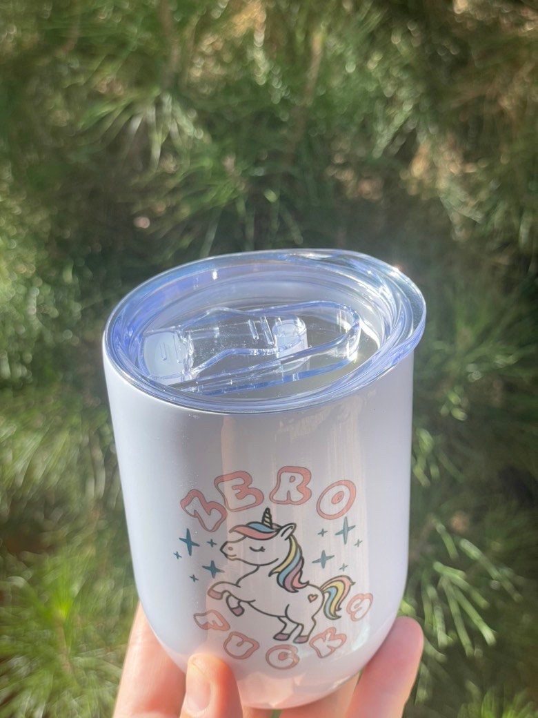 Zero Fucks Unicorn 12oz Stainless Steel Wine Tumbler