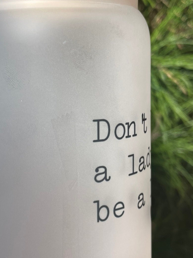 Legendary Spirit 16oz Frosted Glass Beer Can Tumbler with Bamboo Lid and Straw