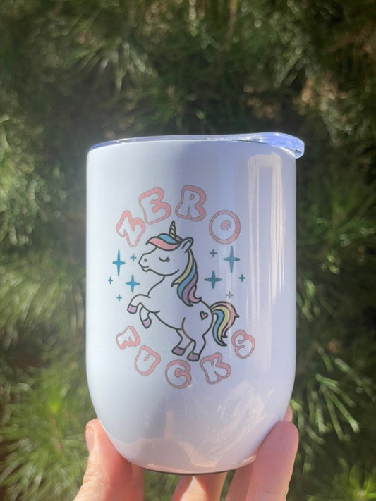 Zero Fucks Unicorn 12oz Stainless Steel Wine Tumbler