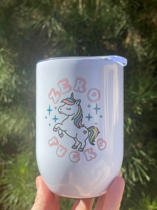 Zero Fucks Unicorn, 12oz Stainless Steel Wine Travel Tumbler