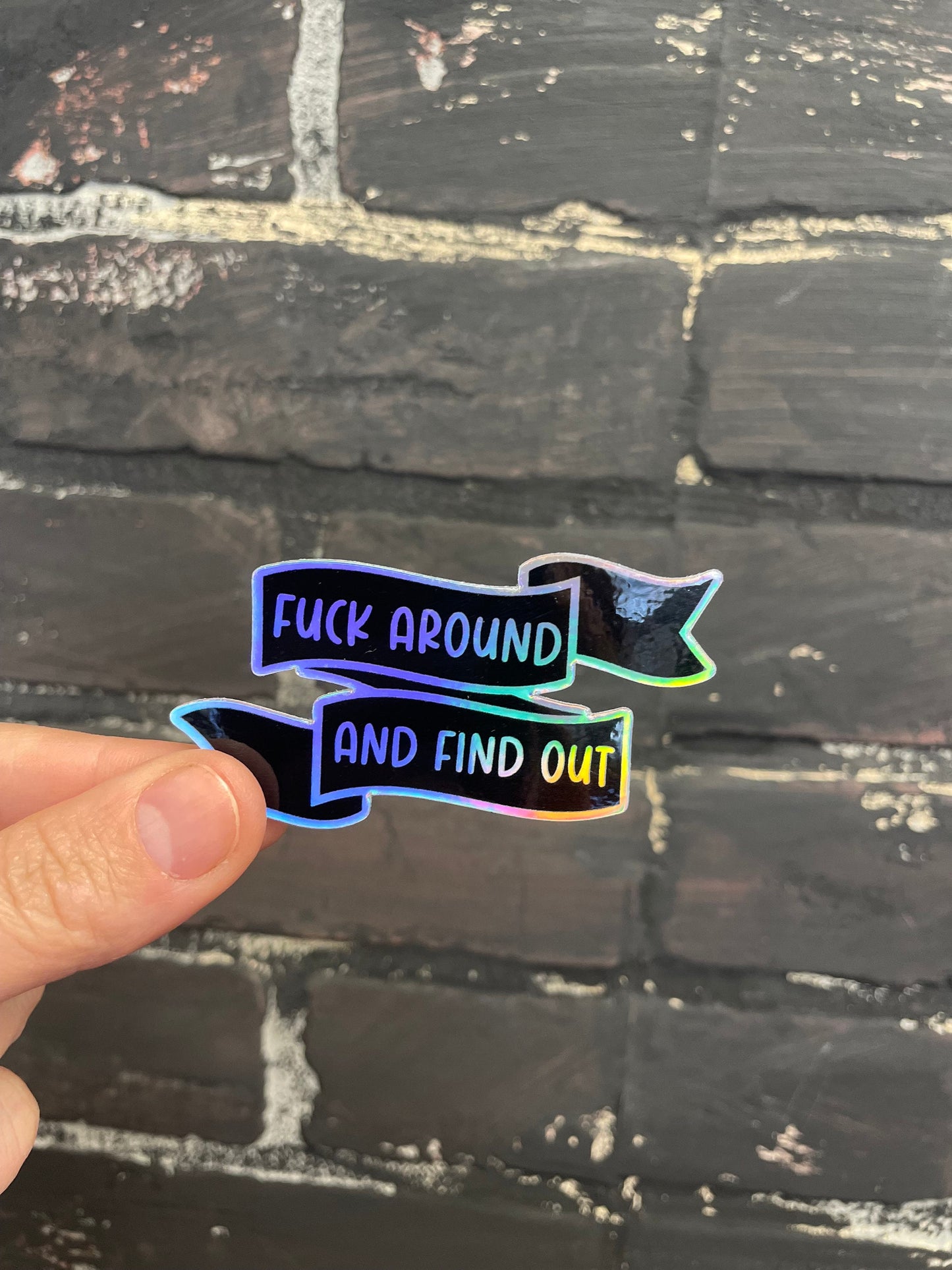 Fuck around and Find Out, 3” Holographic Sticker