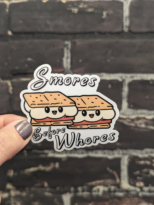 S’mores before Whores, 3” Sticker