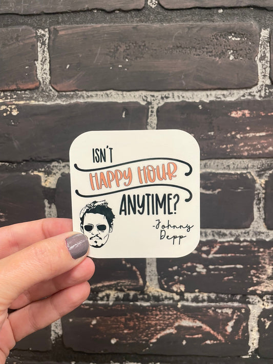Isn't Happy Hour Anytime?, Johnny Depp, 3” Wood Magnet