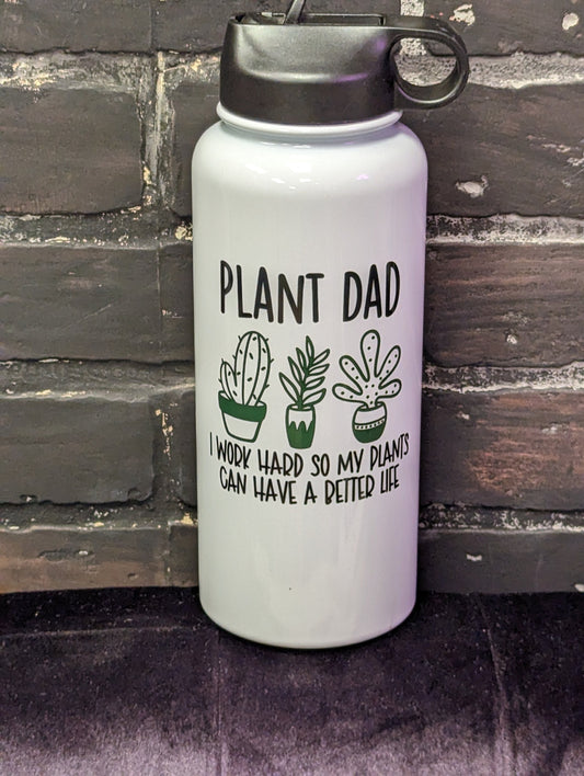Plant Dad, 32oz Sports Water Bottle with Lid