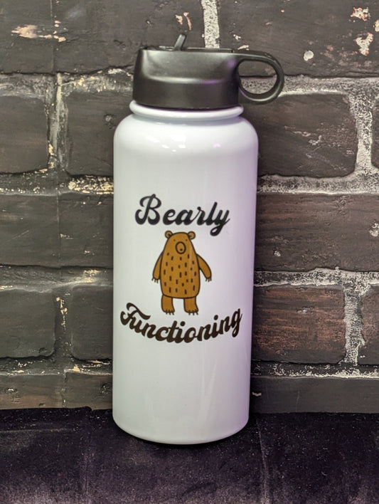 Bearly Functioning, 32oz Sports Water Bottle with Lid