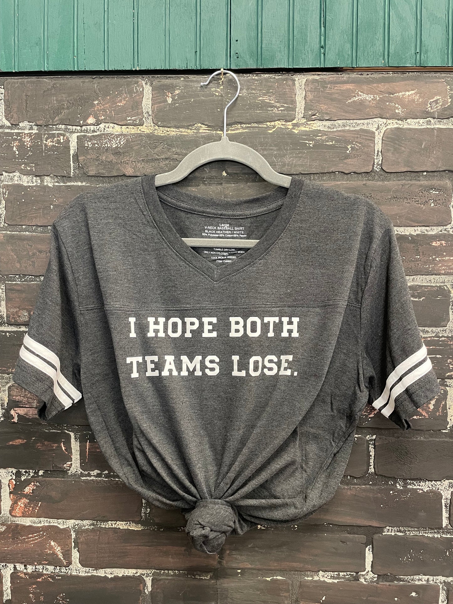 I hope both teams lose, Gray Baseball Style T-shirt