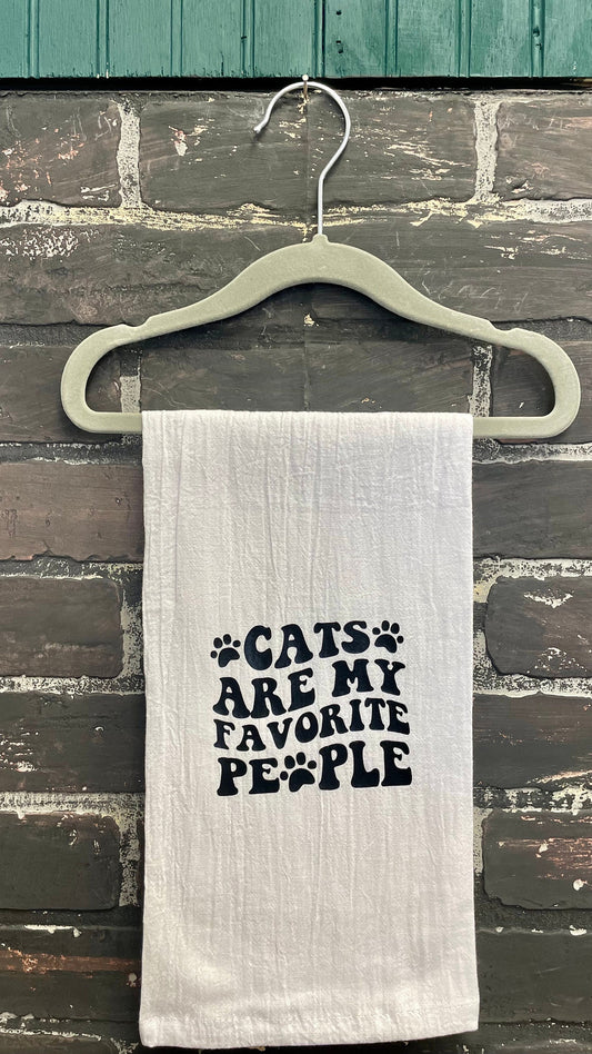 Cats are my favorite people, Tea towel