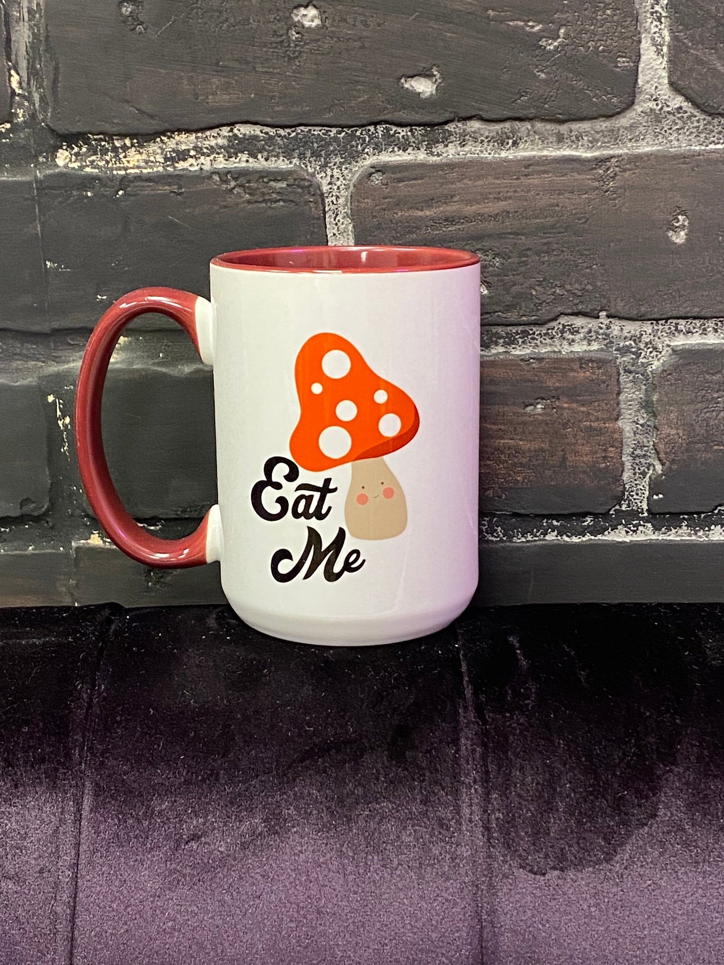 Eat me Double Sided Green Handle 15oz Coffee Mug
