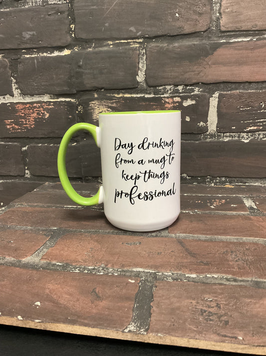 Day drinking from a mug to keep things professional, 15oz ceramic dishwasher safe mug Three Black Cats