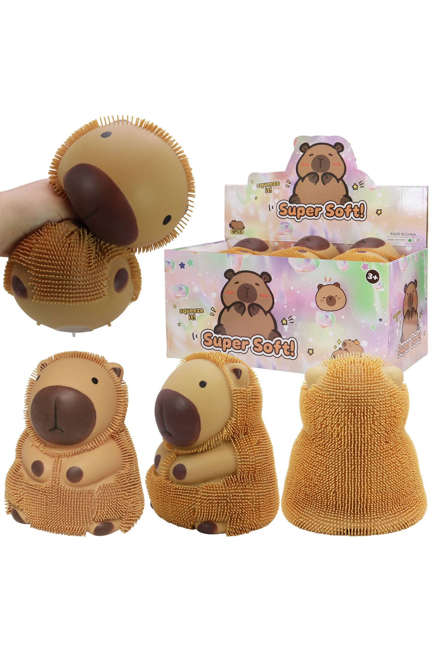 Jumbo Capybara Spiky Puffer Squishy - 6 Pcs: BROWN / ONE SIZE