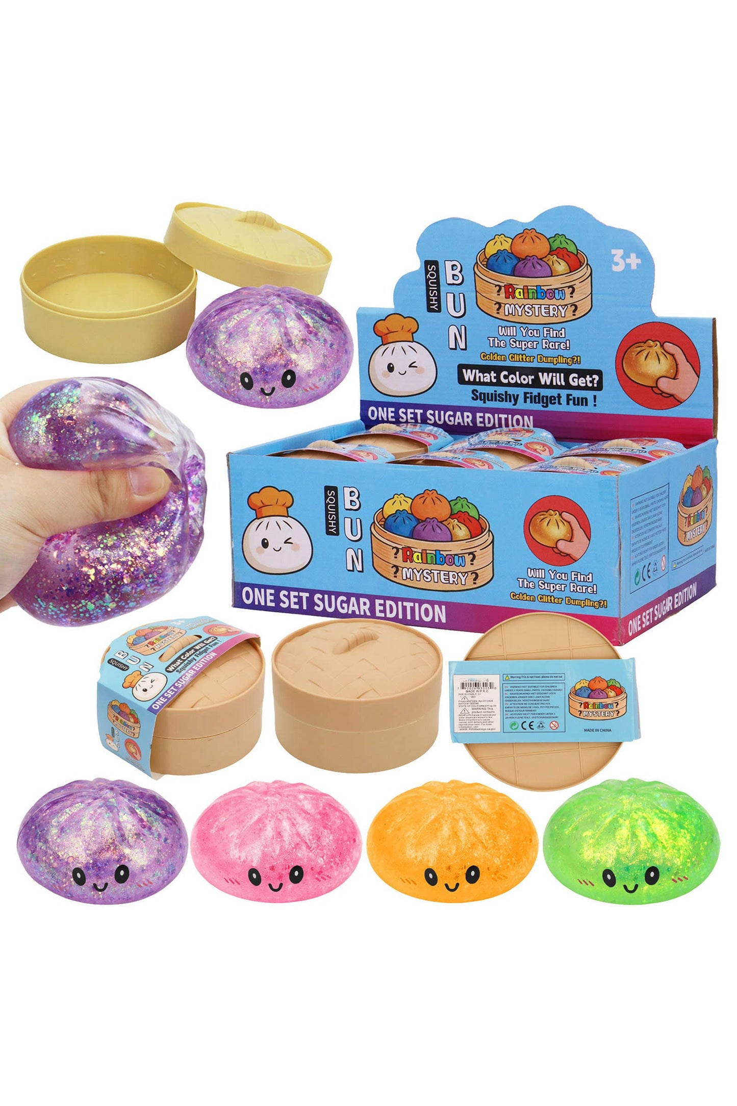 Glitter Bao Bun Squishy – Mystery Blind Box (Dumpling Stress Toy)