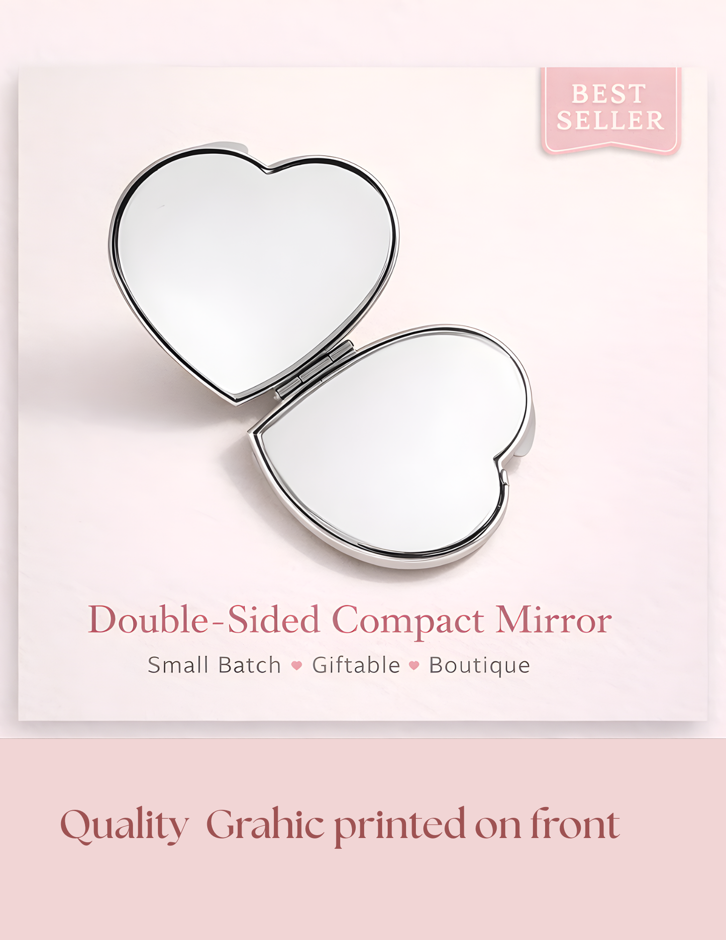 Heart Shape Pocket Mirror - B*tches are People Too