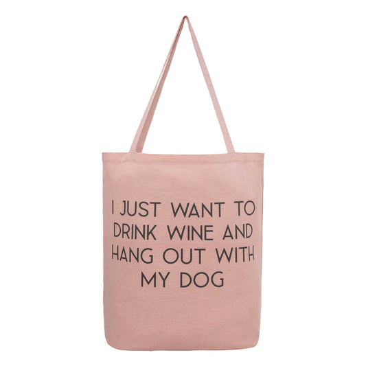 Polyester Cream Wine and Dogs Tote