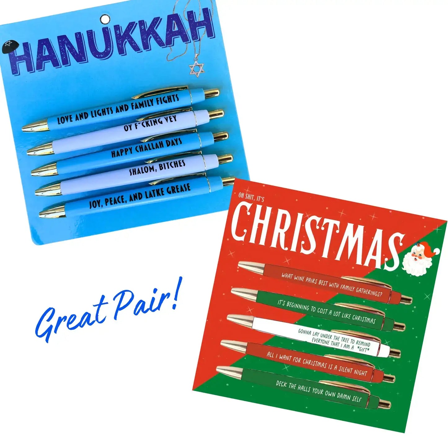 Hanukkah Pen Set (funny, Jewish gift, funny gift, pens, stationery)
