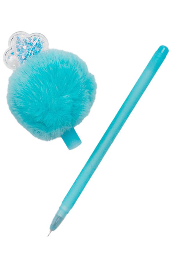 Glitter Sealed Charm Pom Pom 12 Bundle Set Ball Point Pen Cap Zone