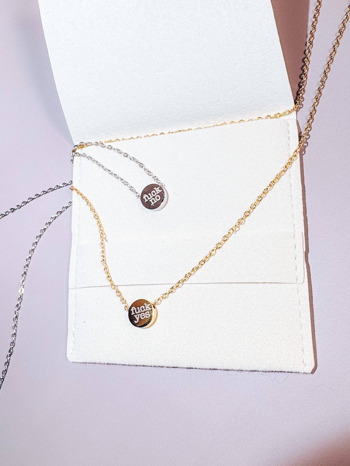 Reversible Necklace- Fuck Yes / Fuck No: Gold