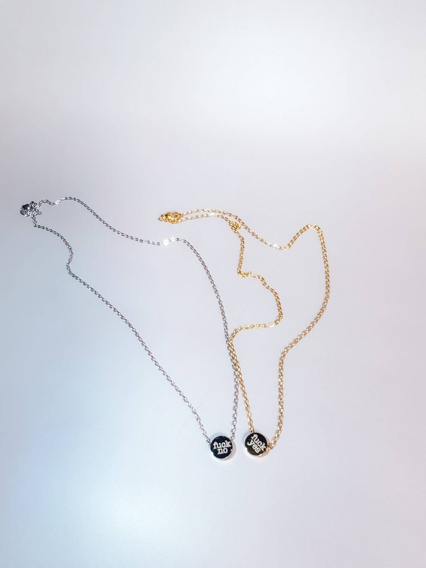 Reversible Necklace- Fuck Yes / Fuck No: Gold