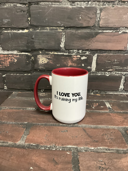 I love you it’s ruining my life Taylor Swift, Double sided 15oz dishwasher safe Coffee Mug Three Black Cats