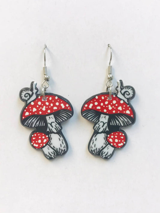 Snail on cottagecore Mushroom  Earrings SimpleNGreat