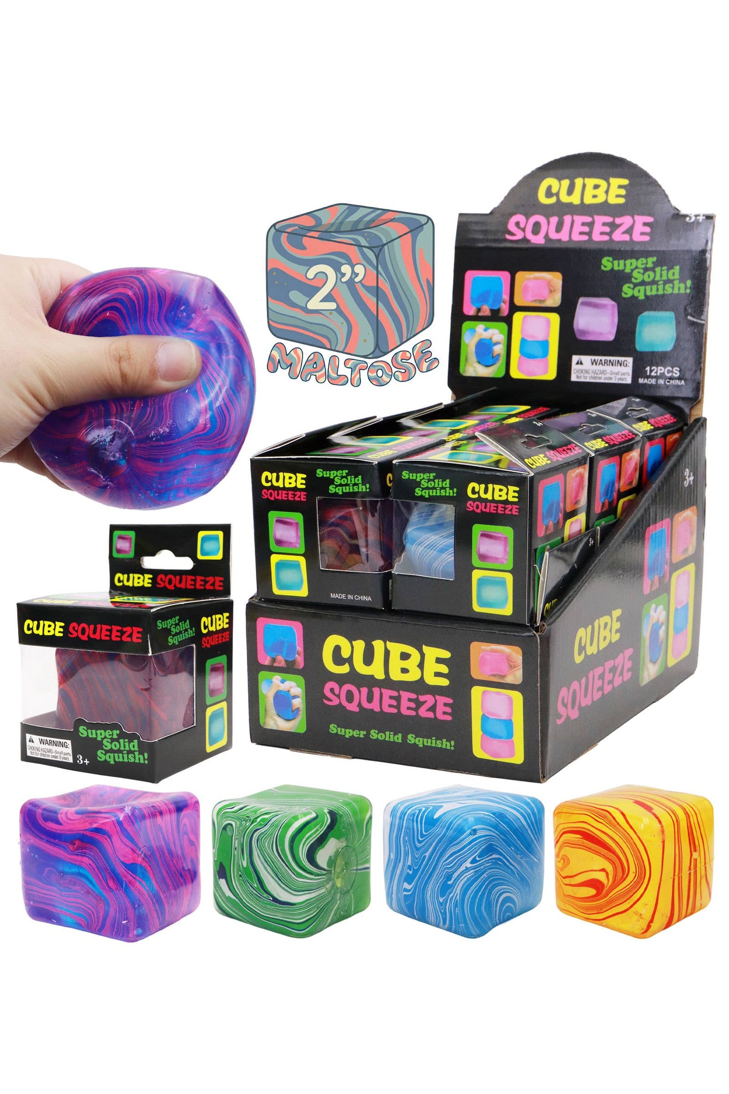 Marbled Cube Putty Filled Squishy - 12 Pcs: ASSORTED / ONE SIZE