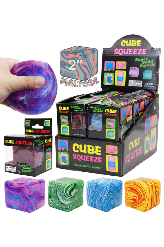 Marbled Cube Putty Filled Squishy - 12 Pcs: ASSORTED / ONE SIZE
