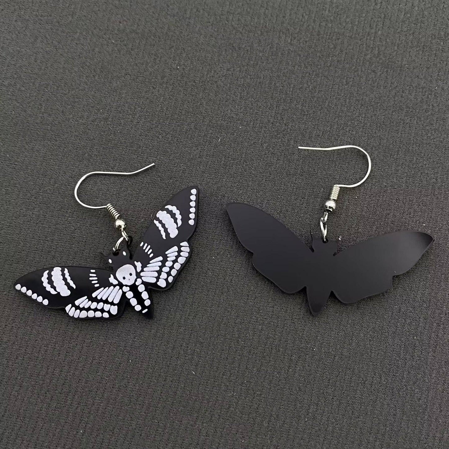 Acrylic Skull Moth Dangle Earrings - GT
