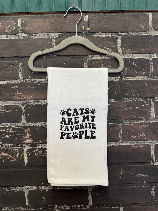 Cats are my favorite people, Tea towel Three Black Cats