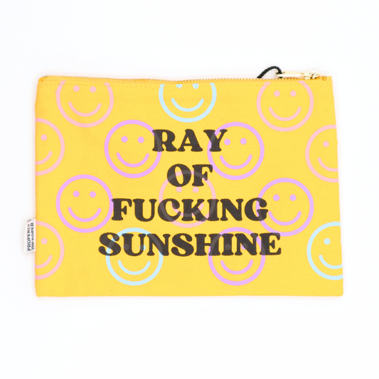 SALE - Ray Of Fucking Sunshine Smiley Face - Canvas Pouch