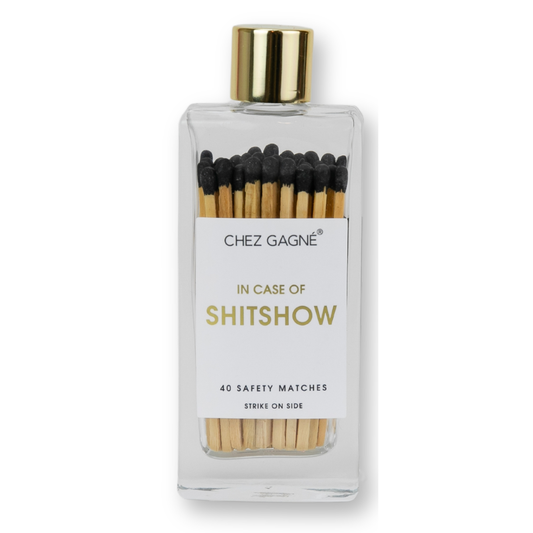 In Case of Shitshow Matches - Glass Bottle Matchsticks - Black Chez Gagné