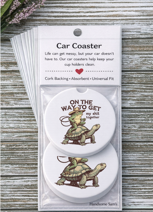 On My Way To... Ceramic Car Coasters Pack of 2