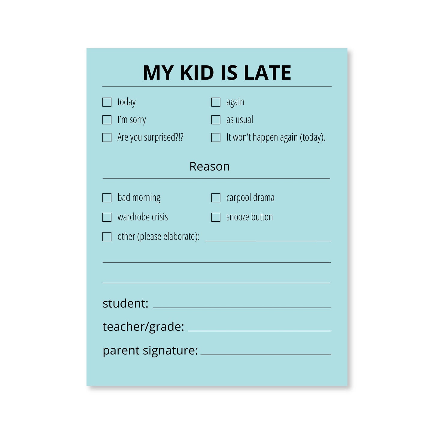 Late Notes - Kids: White Public School Paper Co.