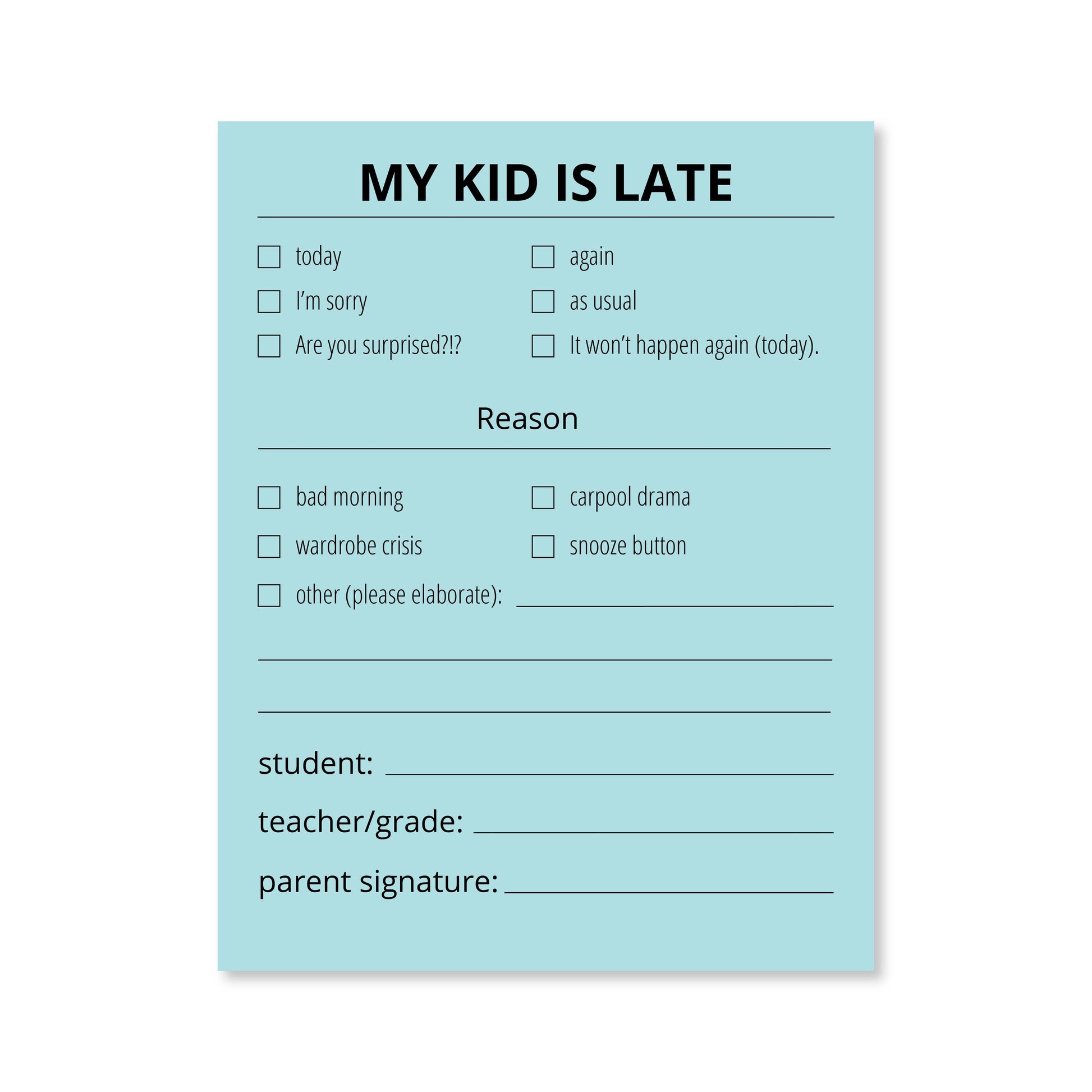 Late Notes - Kids: White Public School Paper Co.