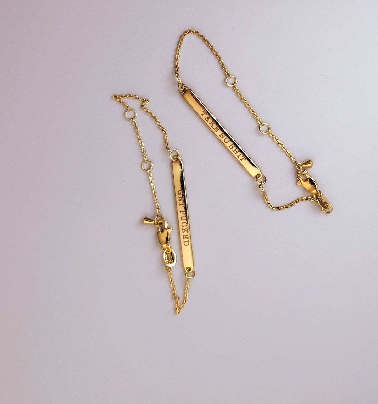 18k Gold Filled Offensive Bar Bracelets: Take No Shit