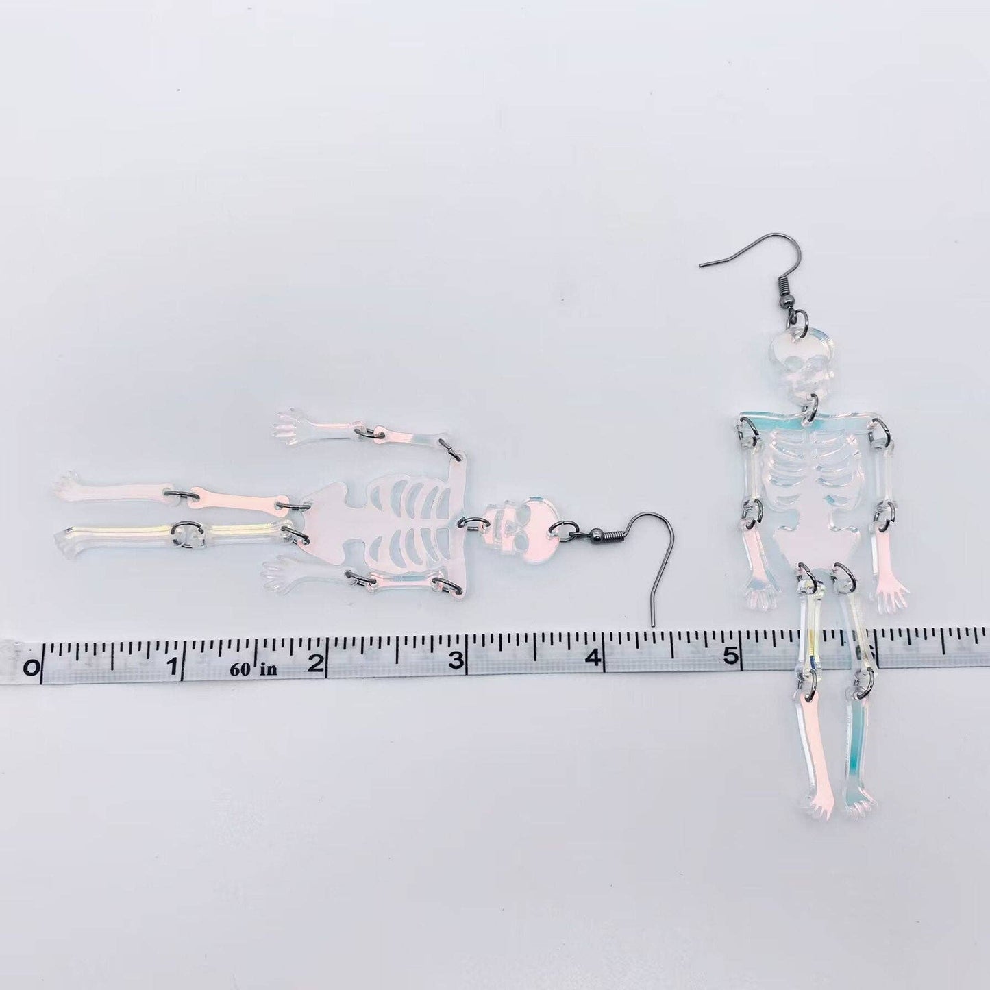 Halloween Acrylic Reflecting Light Skull Dangle Earrings Mio Queena