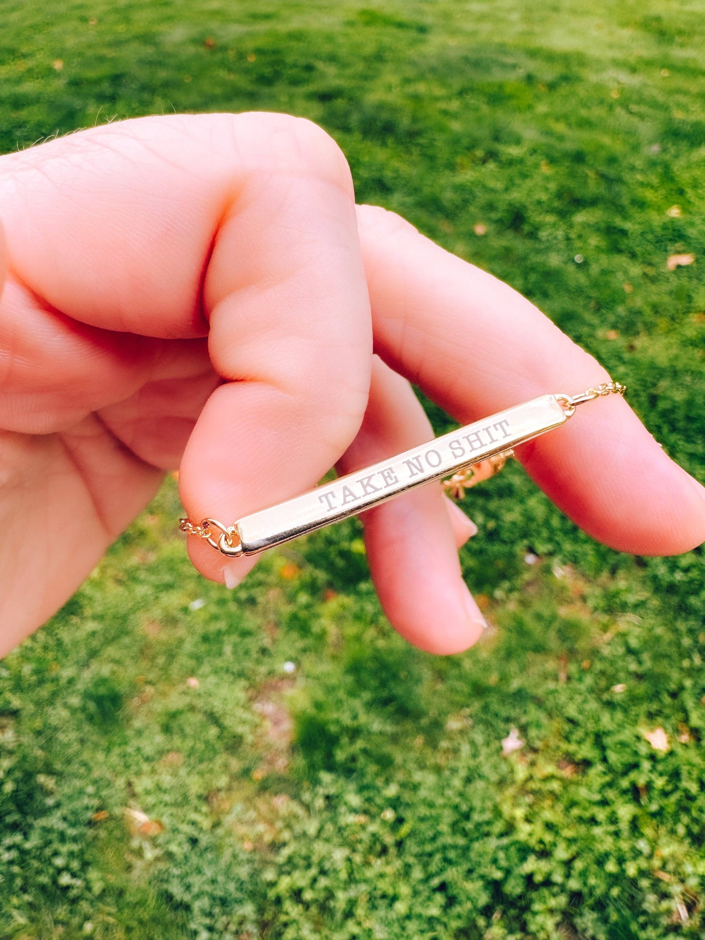 18k Gold Filled Offensive Bar Bracelets: Take No Shit