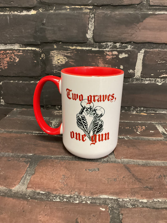 Two Graves one gun Taylor Swift, Double sided 15oz dishwasher safe Coffee Mug Three Black Cats